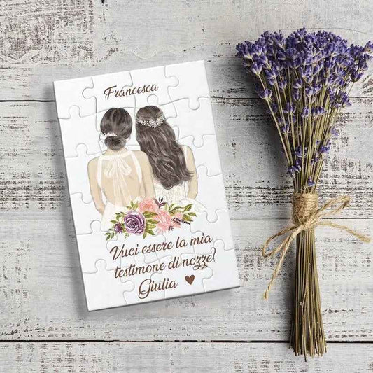 Puzzle personalizzato, vuoi essere, richiesta testimone, richiesta damigella d'onore, testo personalizzabile