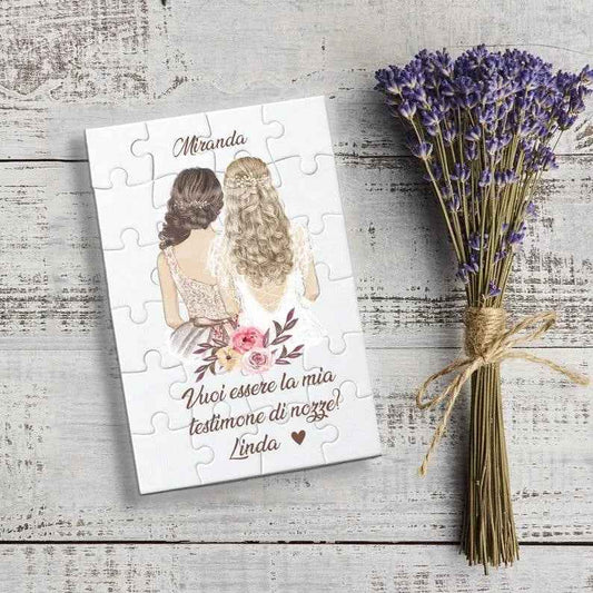 Puzzle personalizzato, vuoi essere, richiesta testimone, richiesta damigella d'onore, testo personalizzabile, invite to nozze