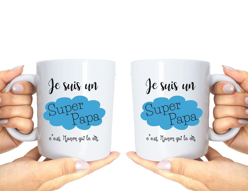 Beidseitig personalisierte Keramiktasse, Papa-Tasse, personalisierte Kaffeetasse, Keramiktasse, Vatertagstasse, personalisiertes Geschenk