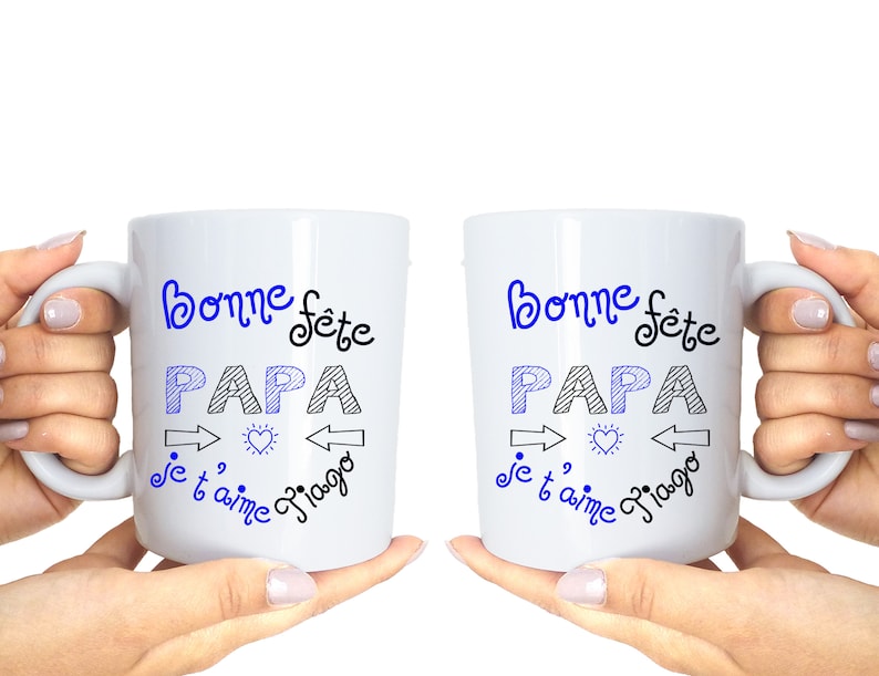 Beidseitig personalisierte Keramiktasse, Papa-Tasse, personalisierte Kaffeetasse, Keramiktasse, Vatertagstasse, personalisiertes Geschenk