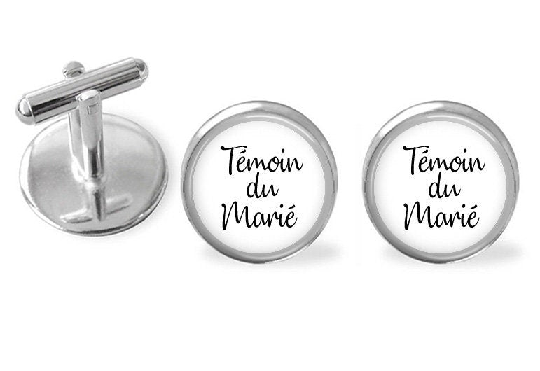 Boutons de manchette personnalisés avec initiales – Idéal pour marié, témoin, famille (père, frère, papy) – Choix de texte et couleur