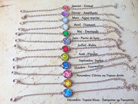 Bracelet Pierre de naissance Juin (perle de lune) _ Bracelet chaine en acier inoxydable, carte personnalisable prénom et texte