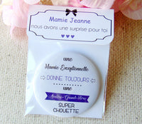 Cadeau arrière-grand-mère, Annonce grossesse, couleur personnalisable, Magnet 75mm, cadeau Mamie, fête des grand mères