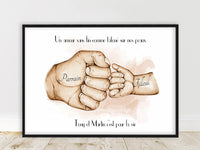 Cadeau pour PAPA, Affiche A4 Portrait personnalisé, cadeau anniversaire, cadeau fête des pères, couleur et texte personnalisables