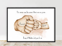 Cadeau fête des pères, Affiche A4 Portrait personnalisé, cadeau anniversaire, cadeau pour papa ou papy, couleur et texte personnalisables