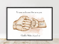 Cadeau pour MAMAN, Affiche Portrait personnalisé, cadeau anniversaire, cadeau fête des pères, couleur et texte personnalisables