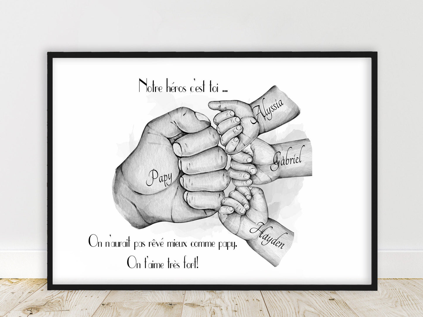 Cadeau pour PAPY, Affiche  a4 Portrait personnalisé, cadeau anniversaire, cadeau fête des grands pères, couleur et texte personnalisables