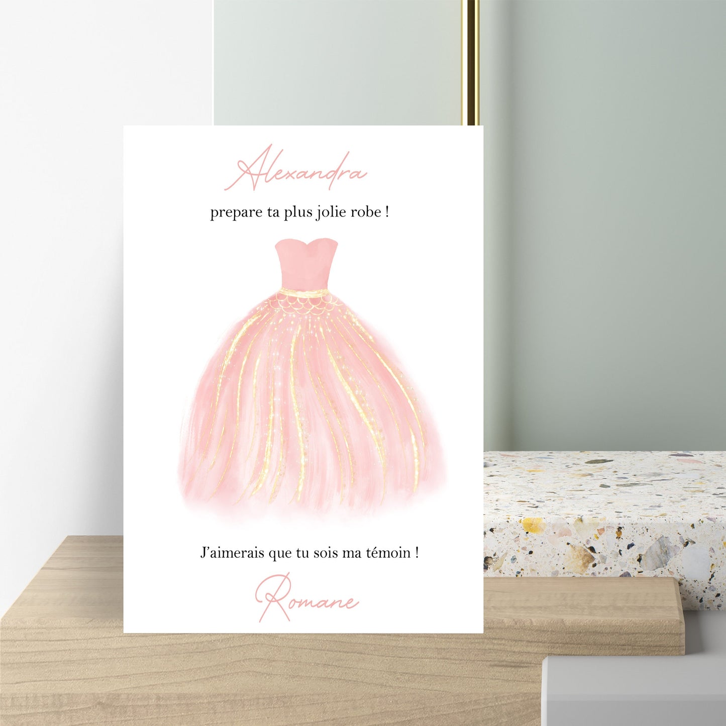 Carte Demande témoin, Couleur et texte personnalisables, annonce mariage, veux tu être ma témoin, veux-tu être ma demoiselle d'honneur