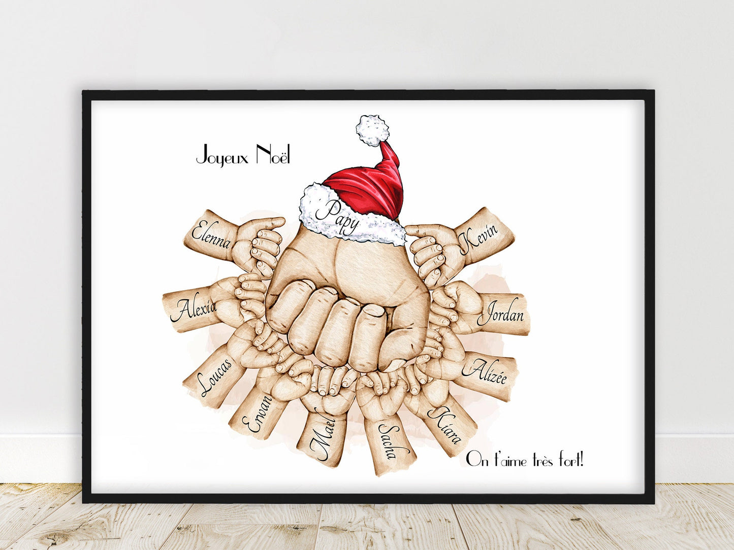 Cadeau de noël pour PAPY, Affiche personnalisée, cadeau pour papi, cadeau fête des grands pères, couleur de peau et texte personnalisables