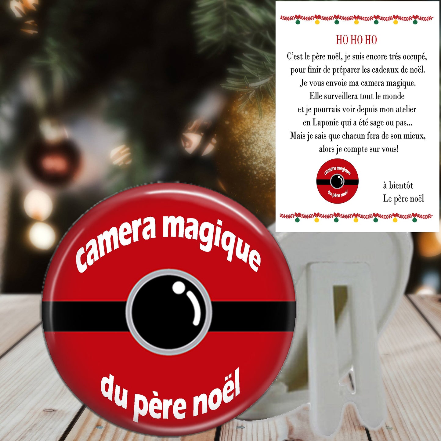 Caméra Magique du Père Noël - Idée pour surveiller les enfants avant Noël - Lettre du Père Noël - Fabrication artisanale et française