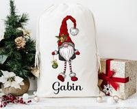 Hotte de noël personnalisable, emballage écologique, sac de noël gnome