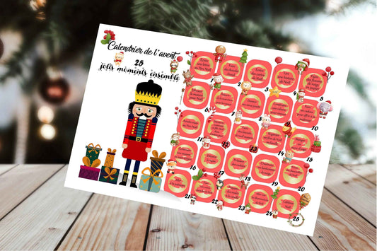 Calendrier de l'Avent Personnalisé à Gratter – Activités et Surprises de Noël - Fait main en France