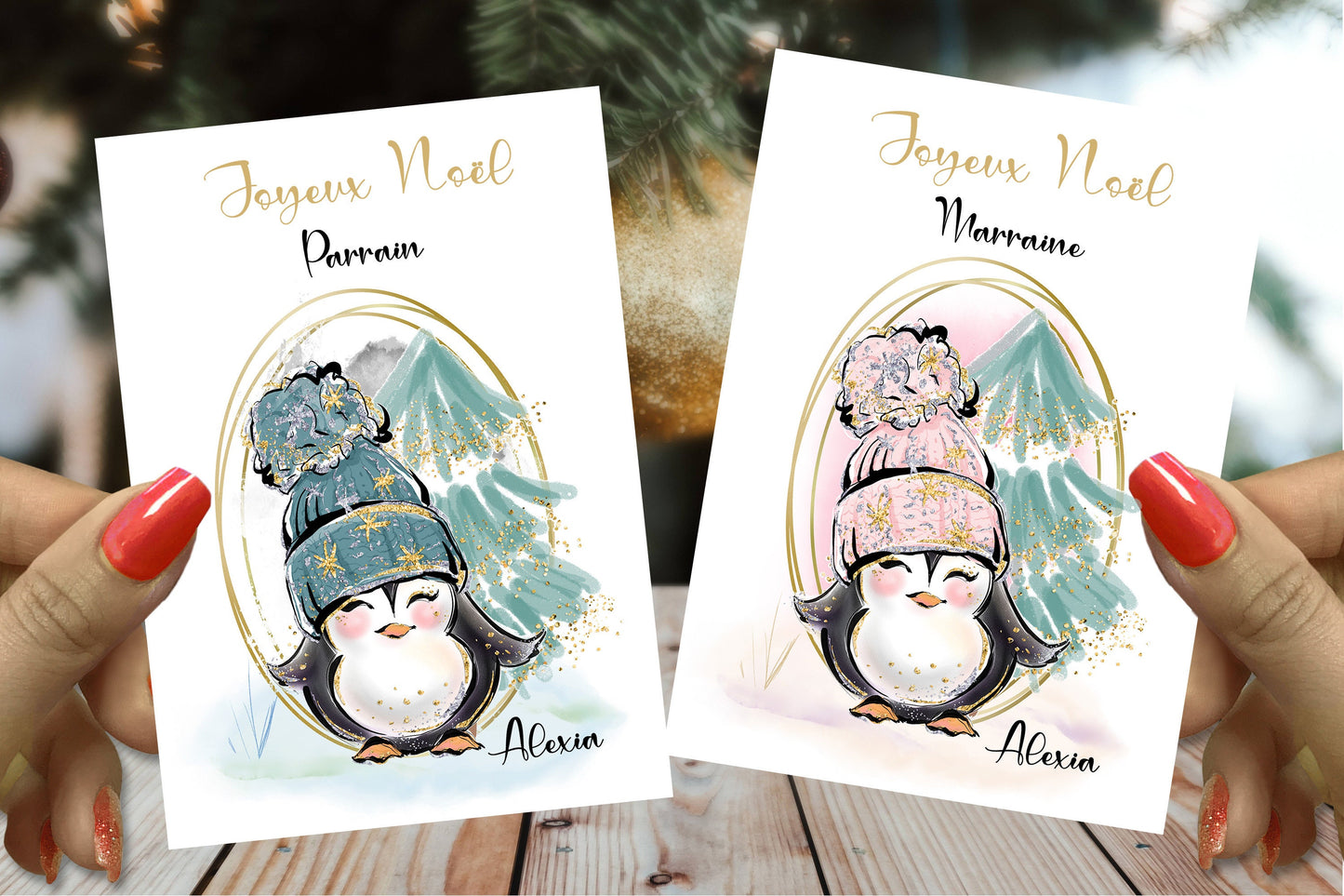 Joyeux noël carte personnalisée, Jolie carte de vœux noel, carte de noël destinataire personnalisable, modèle maîtresse ou nounou