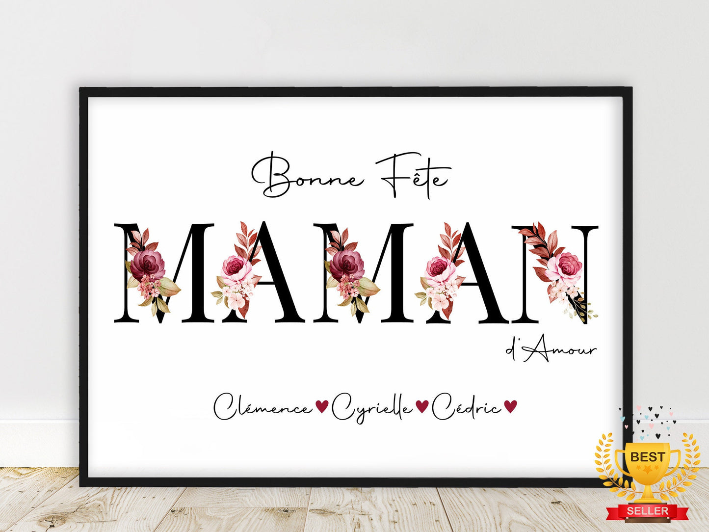 Cadeau personnalisé pour MAMIE |Offre Spéciale | Affiche texte personnalisé, affiche meilleure, bonne fête mamie