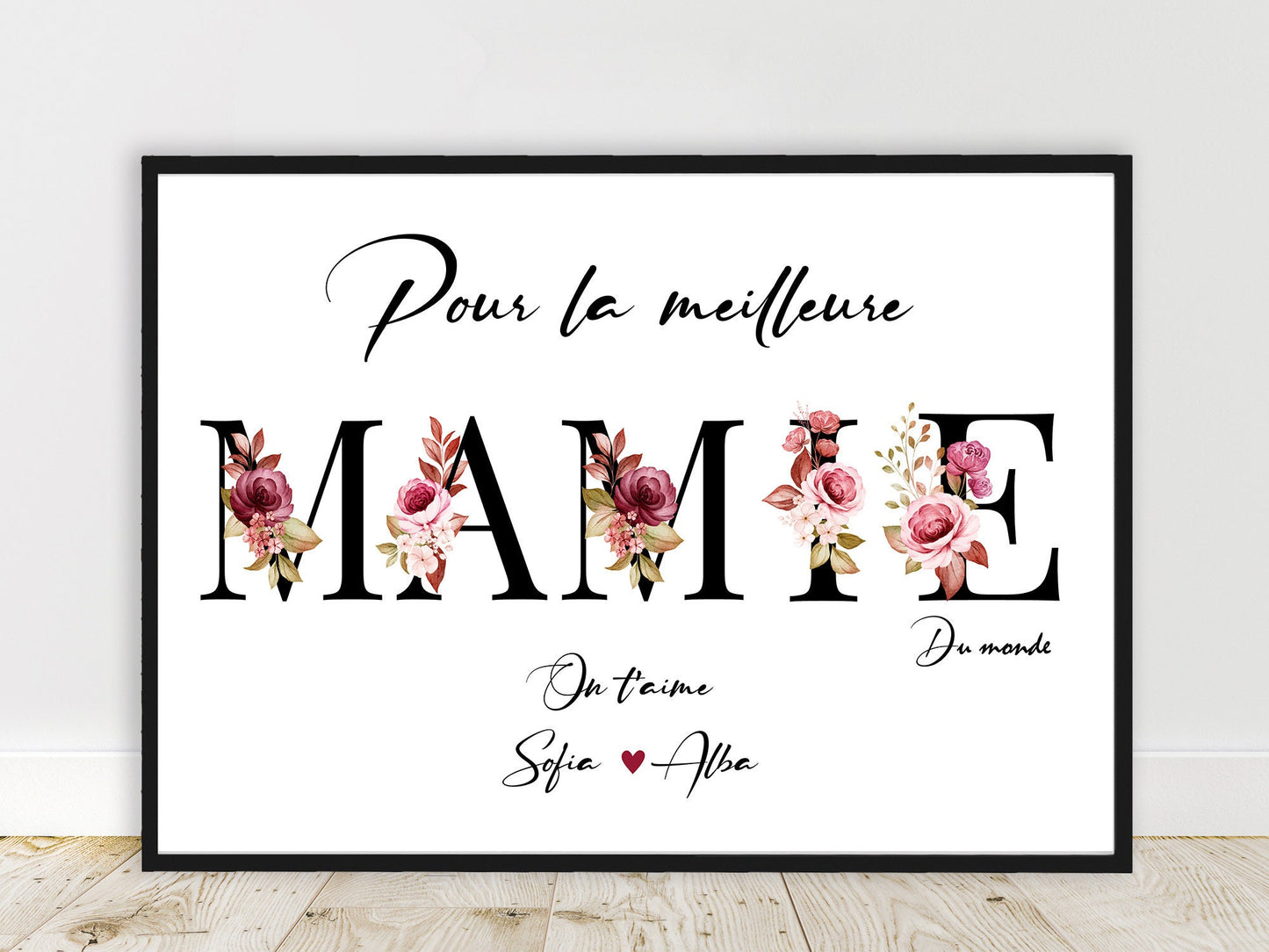 Cadeau personnalisé pour MAMIE |Offre Spéciale | Affiche texte personnalisé, affiche meilleure, bonne fête mamie