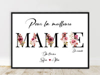 Cadeau personnalisé pour MAMIE |Offre Spéciale | Affiche texte personnalisé, affiche meilleure, bonne fête mamie