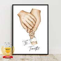 Affiche Bébé Personnalisée Avec Bracelet De Naissance - Imprimée Et Expédiée Depuis La France - Cadeau Unique Pour Chambre D'enfant - Idée Cadeau Fête Des Mères Et Des Pères