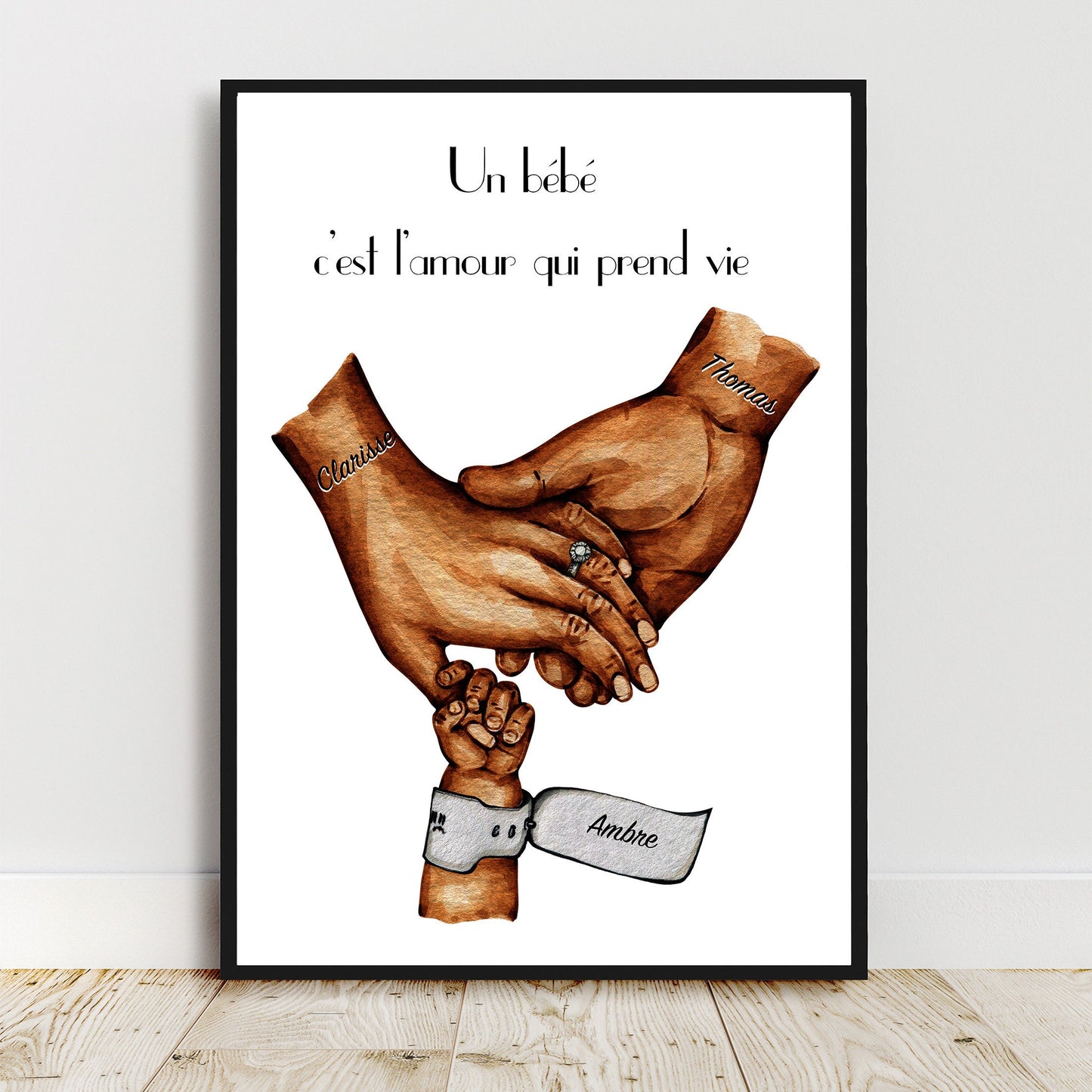 Affiche A3 IMPRIMEE et expédiée, Cadeau de naissance personnalisé, affiche parents et bébé , cadeau fête des pères, fête des mères