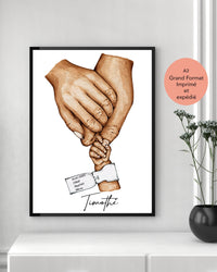 Affiche Bébé Personnalisée Avec Bracelet De Naissance - Imprimée Et Expédiée Depuis La France - Cadeau Unique Pour Chambre D'enfant - Idée Cadeau Fête Des Mères Et Des Pères