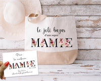 Sac Fourre-Tout Personnalisé - Tote Bag avec Carte Message - Création Française - Idée Cadeau Spécial pour Mamie - Sac de Plage, Sac de Course en Coton - Livraison Rapide