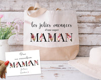 Tote Bag Personnalisable avec Carte Message - Sac Fourre-Tout en Coton Durable - Made in France - Idée Cadeau Pour Femme - Expédition Rapide