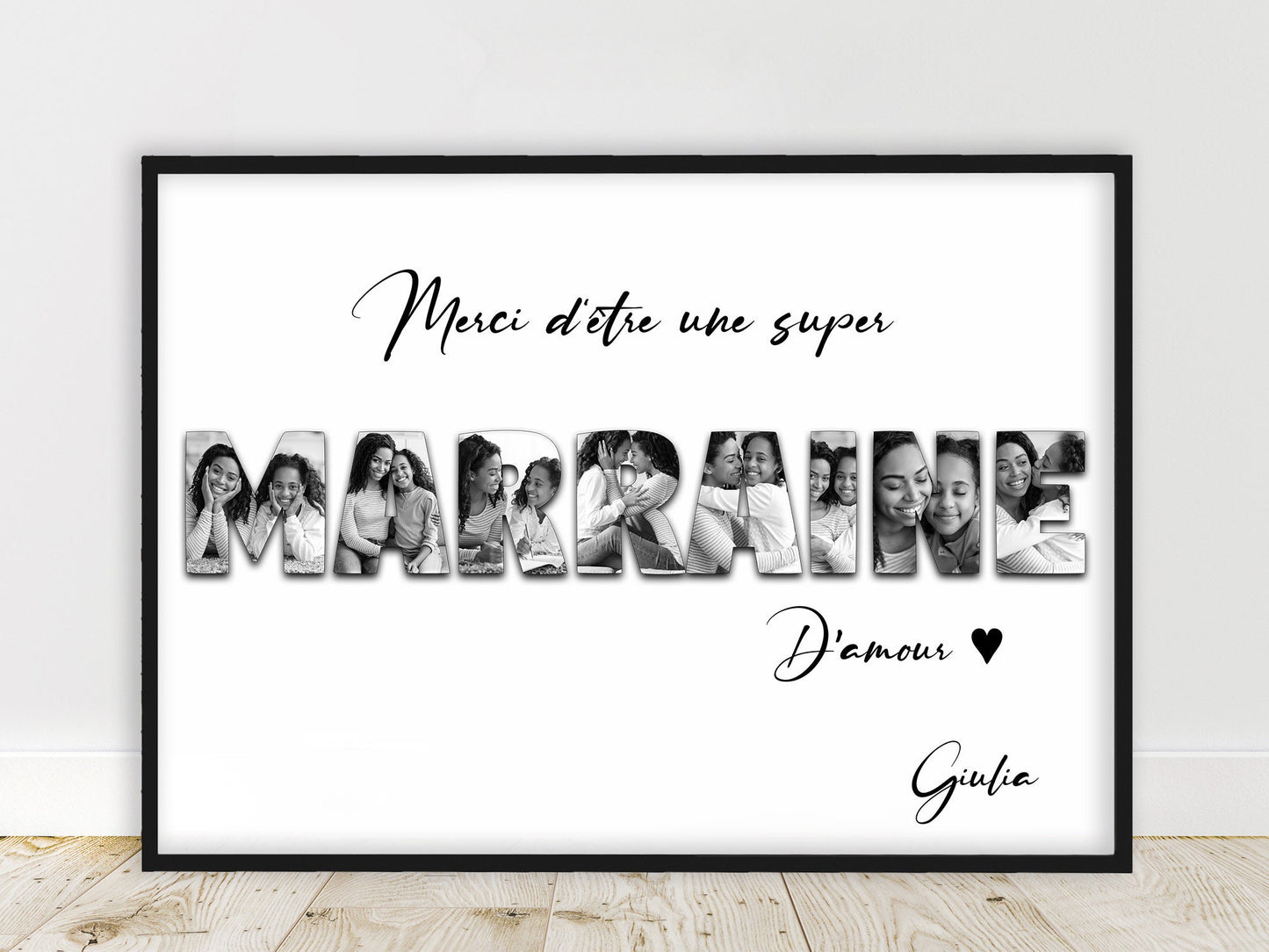 Cadeau pour Tata, cadeau pour Marraine, PROMO, Affiche photo mot personnalisé, Affiche bon anniversaire Mamie, texte personnalisable