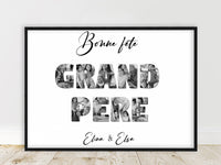 Cadeau pour papy, fête des grands pères, Affiche photo mot personnalisé, Affiche bonne fête grand père, texte personnalisable