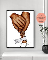 Affiche Bébé Personnalisée Avec Bracelet De Naissance - Imprimée Et Expédiée Depuis La France - Cadeau Unique Pour Chambre D'enfant - Idée Cadeau Fête Des Mères Et Des Pères