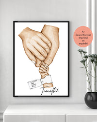 Affiche Bébé Personnalisée Avec Bracelet De Naissance - Imprimée Et Expédiée Depuis La France - Cadeau Unique Pour Chambre D'enfant - Idée Cadeau Fête Des Mères Et Des Pères