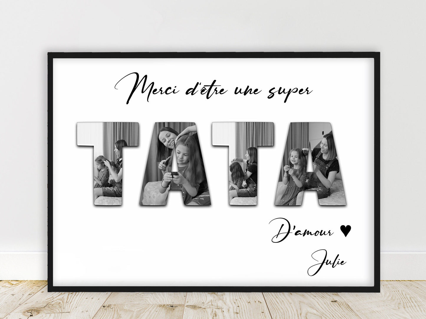 Cadeau pour Tata, cadeau pour Marraine, PROMO, Affiche photo mot personnalisé, bon anniversaire tata, texte personnalisable