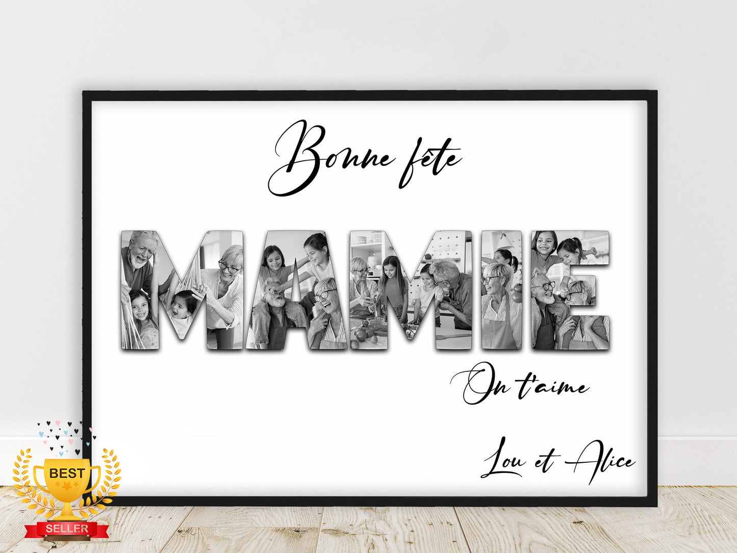 Cadeau pour Tata, cadeau pour Marraine, PROMO, Affiche photo mot personnalisé, Affiche bon anniversaire Mamie, texte personnalisable