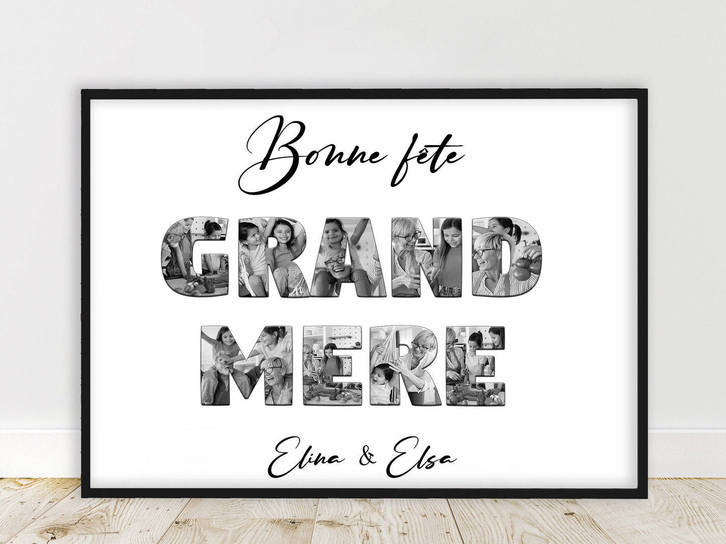 Cadeau pour MAMIE, fête des grands mères, Affiche photo mot personnalisé, Affiche bonne fête grand mère, texte personnalisable