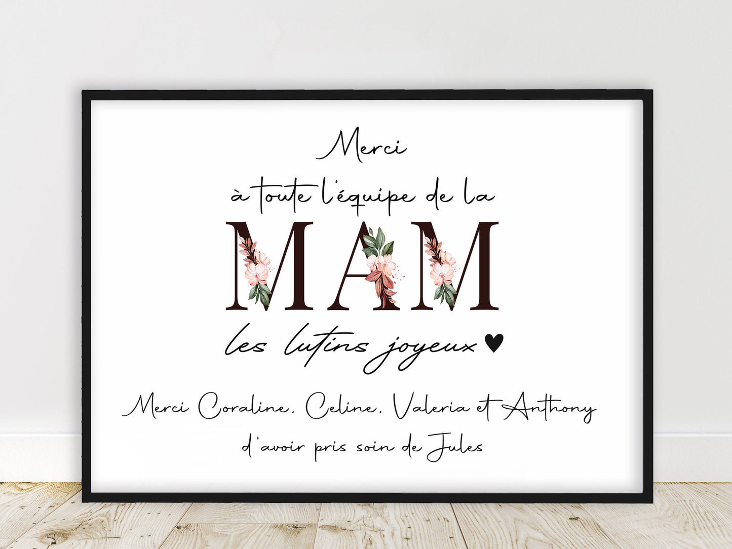 Cadeau Assistante Maternelle - Cadeau Personnalisé Français - Affiche originale taille A3 A4 - Cadre en option pour A3 - Cadeau Remerciement