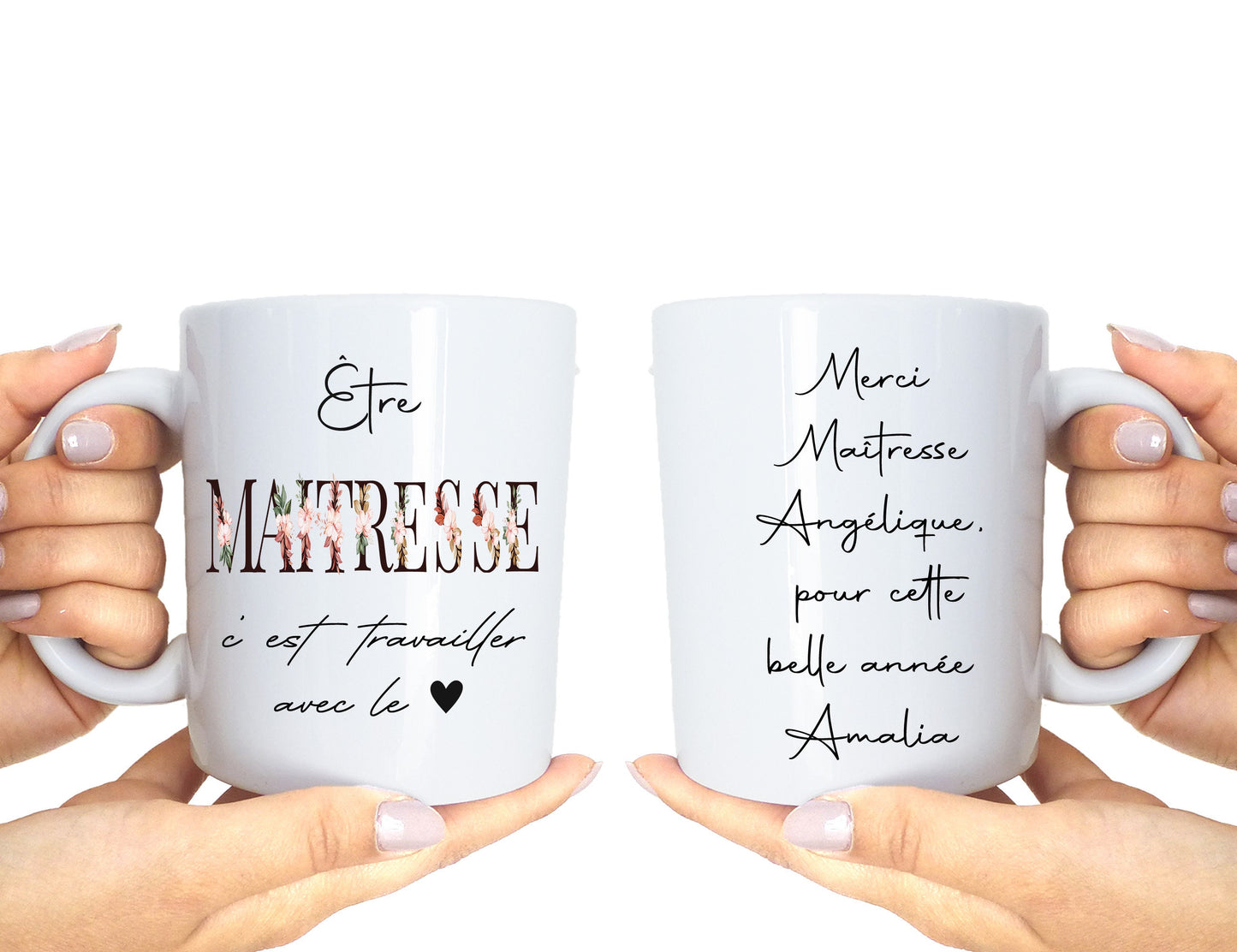 Tasse Personnalisée - Cadeau Français - Cadeau de Remerciement Ecole - Mug Nounou, Atsem, Maîtresse, Aesh - Expédiée sous 48h