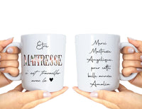 Tasse Personnalisée - Artisanat Français - Idée Cadeau Mug Original - Cadeau de Fin d'Année Scolaire - Merci Maîtresse, Atsem, Nounou, Aesh - Expédiée en 48 heures