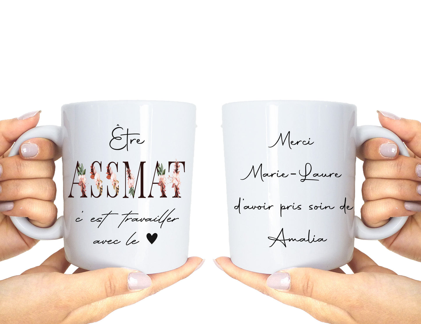 Tasse Personnalisée - Cadeau Français - Cadeau de Remerciement Ecole - Mug Nounou, Atsem, Maîtresse, Aesh - Expédiée sous 48h