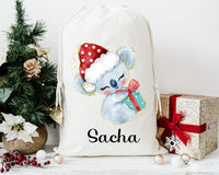 Hotte de noël personnalisable, sac de noël Koala, emballage écologique