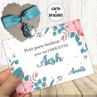 Bijou Porte Bonheur - Bracelet Extensible - Chouette - Carte Remerciement Personnalisable - Cadeau Français - AESH, Maîtresse, Collègue, AVS