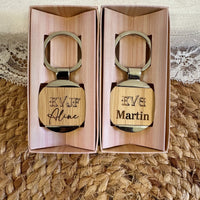 Porte-clés Personnalisés en Bois - Fabriqué en France - Evjf, Evg, Mariage - Cadeau témoin - Cadeaux Personnalisés Invités - Gravure - Clefs