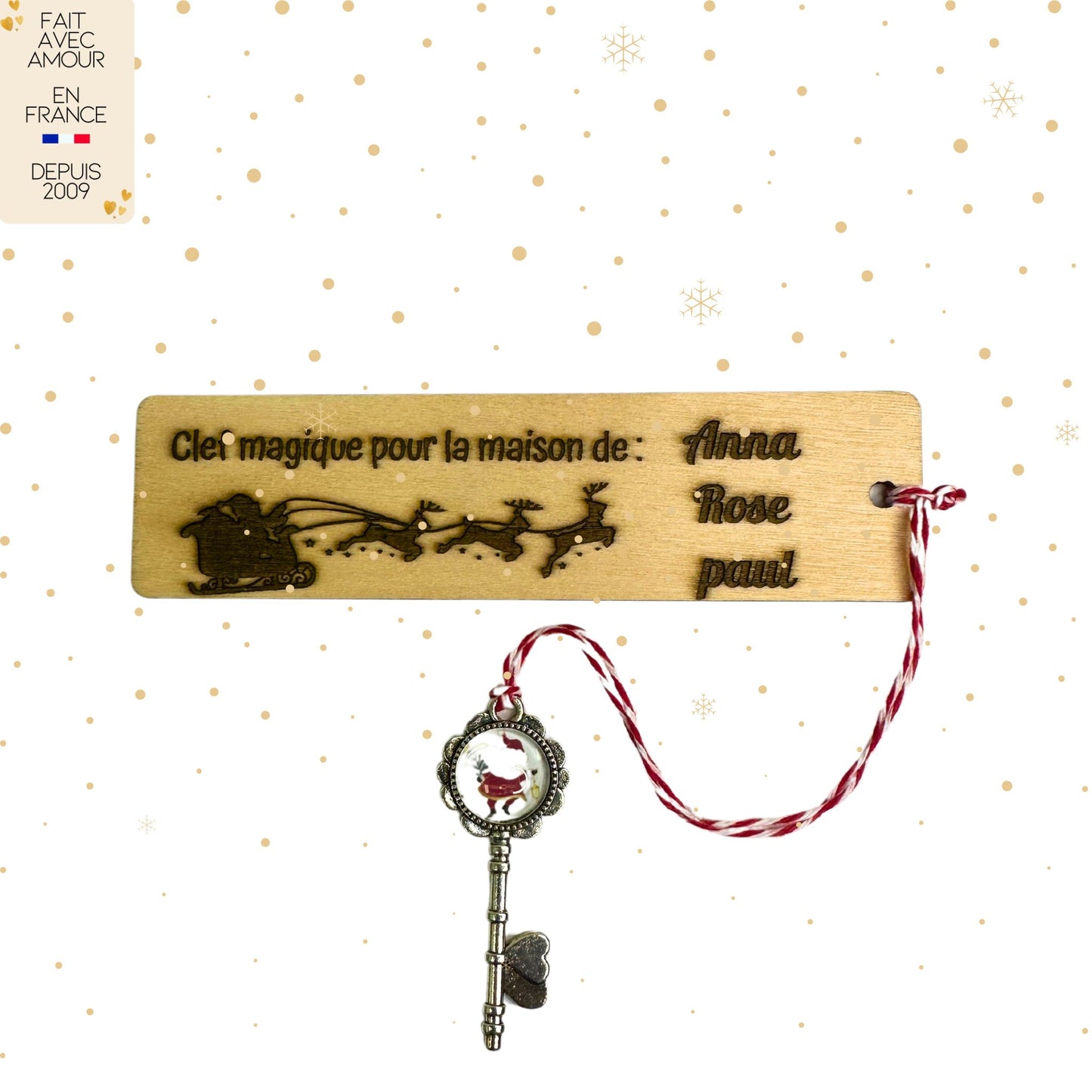 Clé Magique du Père Noël - Cadeau enfant sage - Accessoire Noël tendance - Cadeau personnalisé enfant - Fait main en France