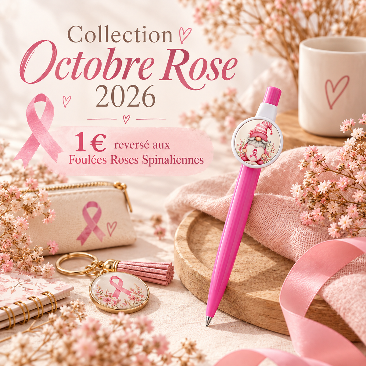 Collection Octobre Rose 2026 : 1 euro reversé aux Foulées Roses Spinaliennes