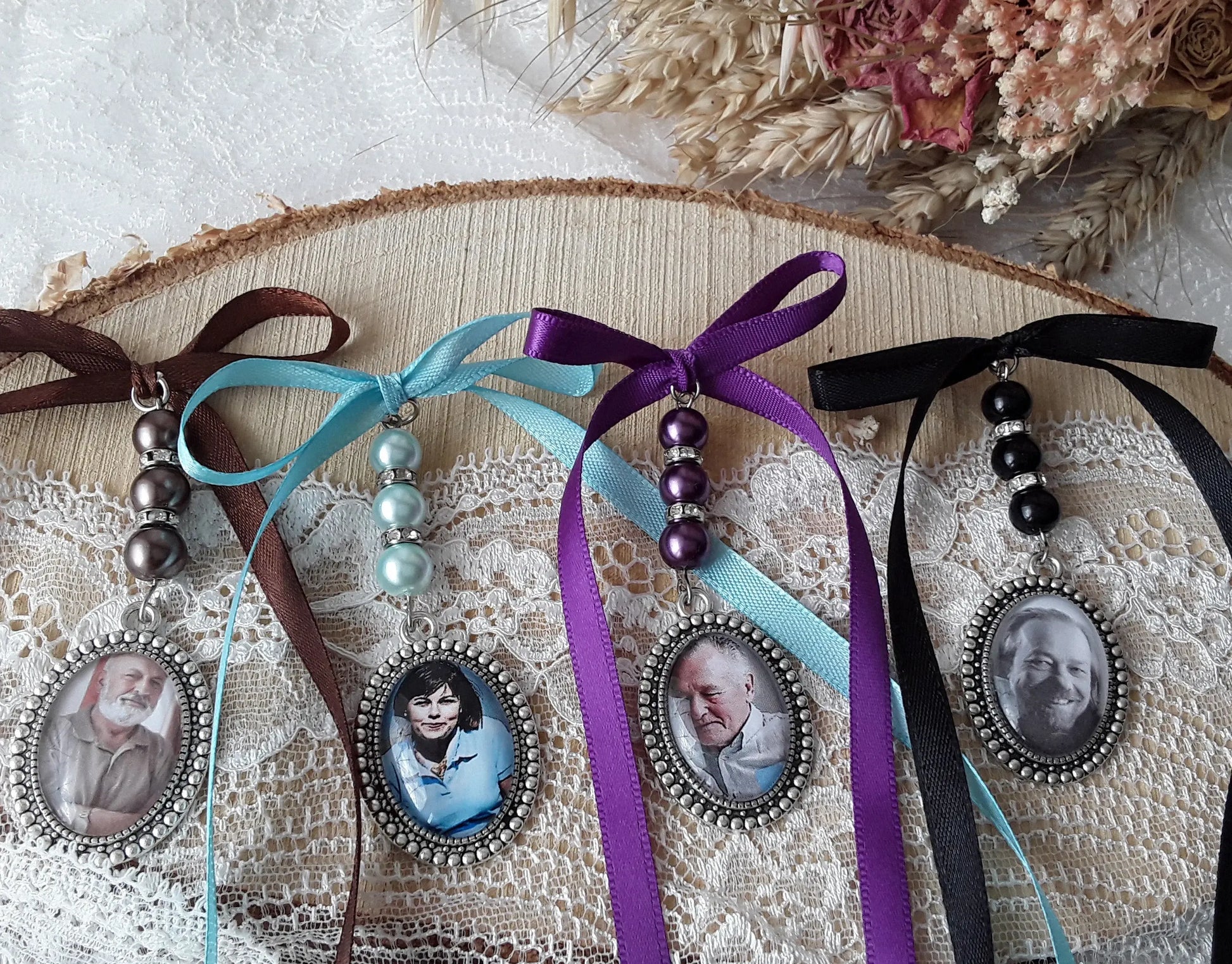 Pendentif de mariage pour bouquet mariée personnalisé.