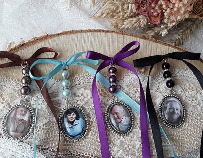Pendentif de mariage pour bouquet mariée personnalisé.