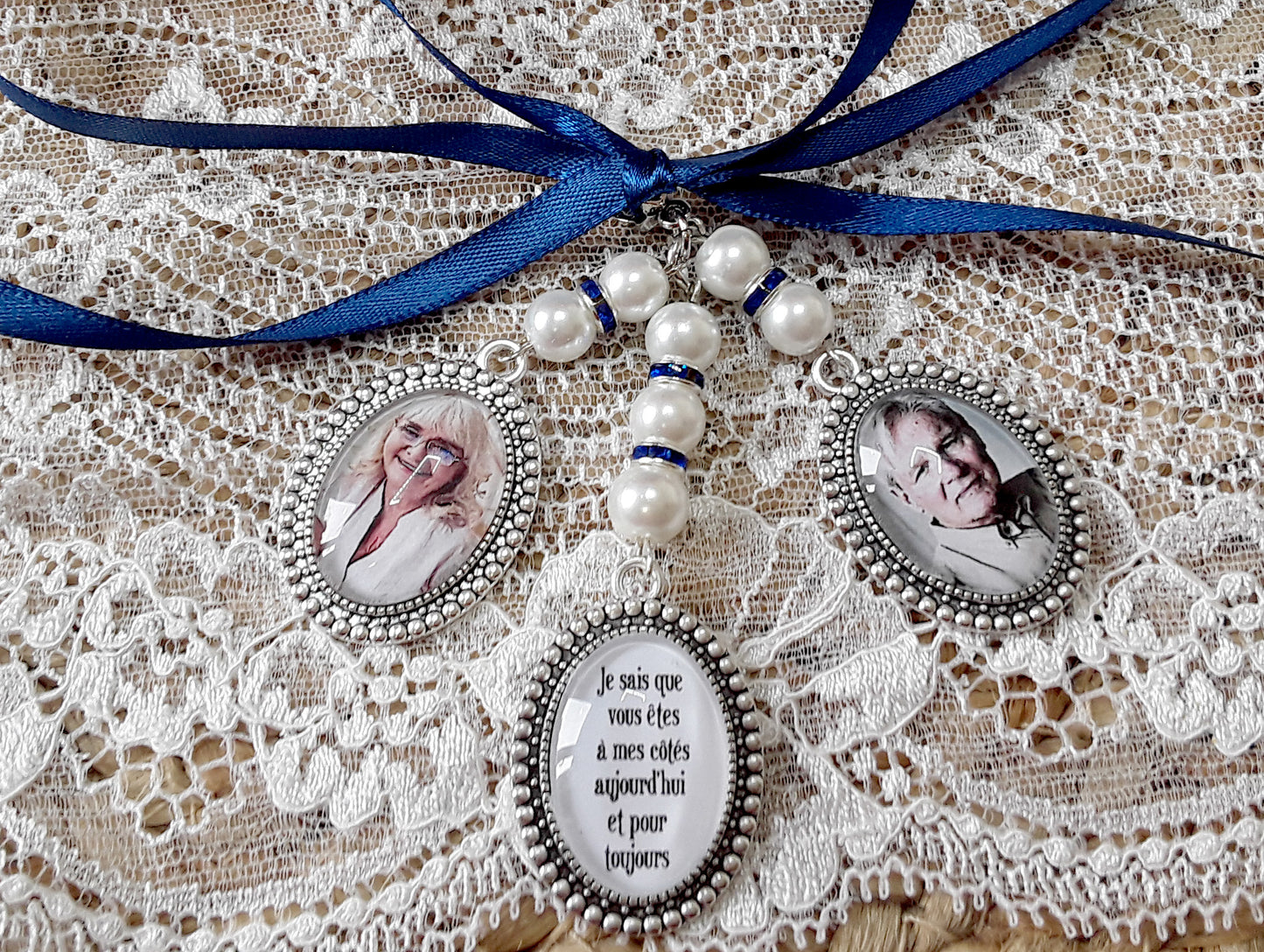 Médaillon bouquet de mariée personnalisé – Médaillon photo souvenir mariage – Bijou hommage pour bouquet de mariage