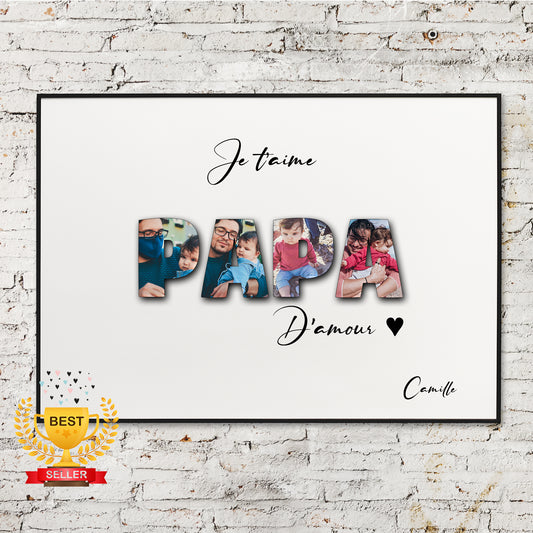 Gift idea for dad, Personalized happy dad's day photo poster, A4 and A3 format, sold with or without frame, happy father's day