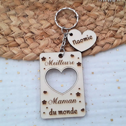 Porte-clés maman avec message personnalisé.