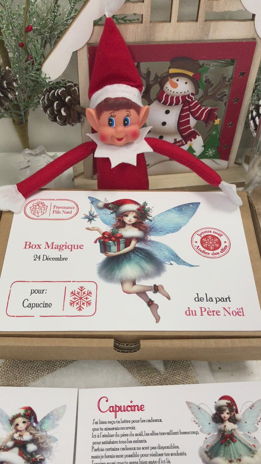 Box Magique de Noël Personnalisée - Cadeau Surprise pour Petite Fille ou Petit Garçon - Coffret de Noël Personnalisé - Lettre du Père Noël - Fée ou Elfe Magique