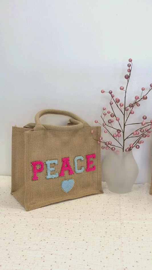 Grand cabas en jute personnalisé - Idée cadeau fait main en France - Pour bébé, mariage, anniversaire, toute occasion