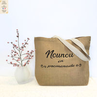 Customizable Burlap Tote Bag, large size 49x35cm, glittery vinyl flocking with color of your choice, French customization