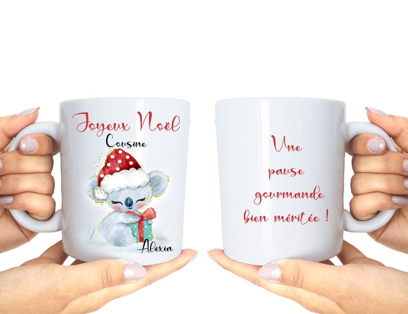 Mug Personnalisé avec Prénom - Cadeau de Noël Personnalisable - Idéal pour Marraine - Fait Main en France